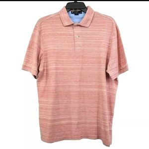 DANIEL CREMIEUX Heather Pink Polo Shirt with Subtle White Stripes SZ XL